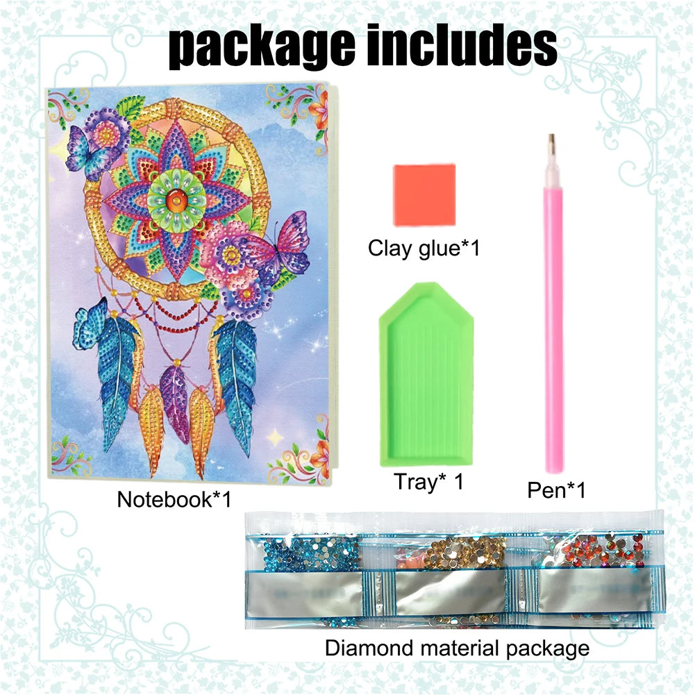 5D Diamond Painting Notebook 50 Pages A5 DIY Special Shaped Journal Sketchbook DIY Special Shaped Diamond Painting Notebook
