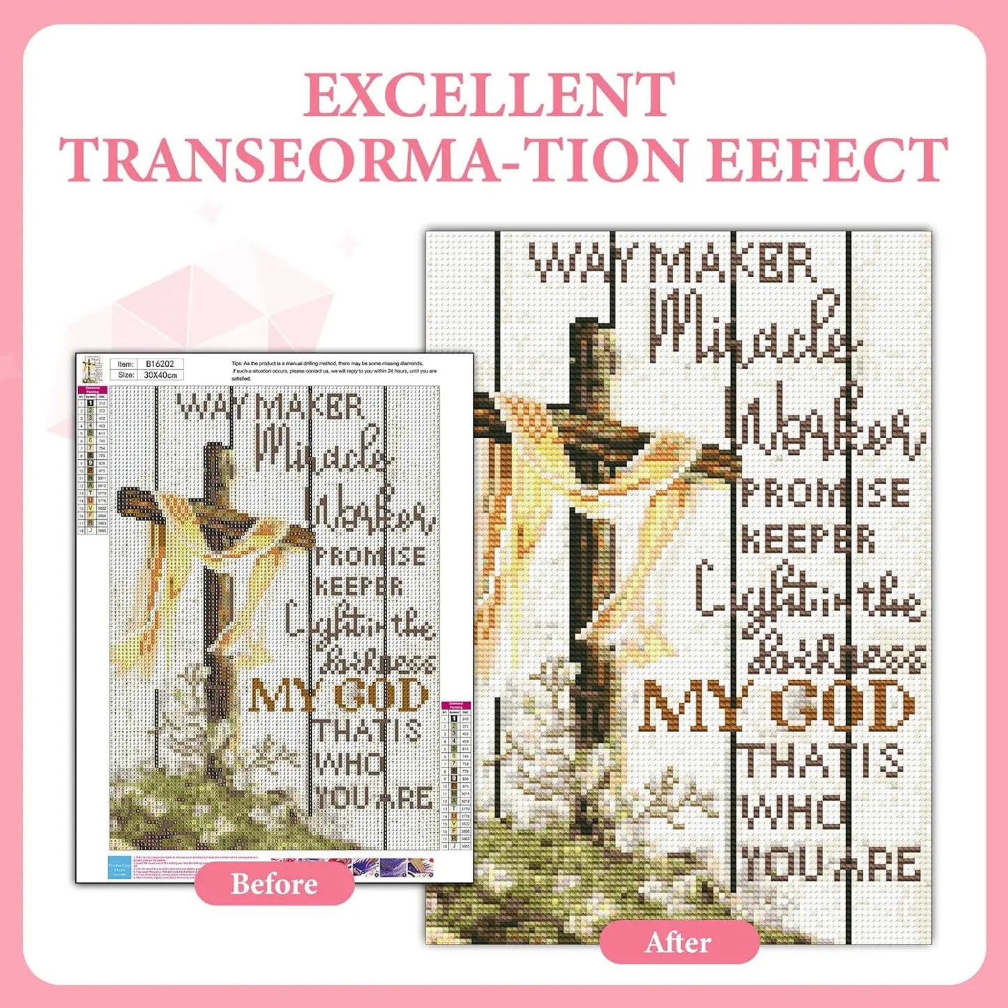 5D Christian Cross Diamond Painting Kit for Adults, DIY Religious Art with Extra Gems, 12x16 Inch Home Decor