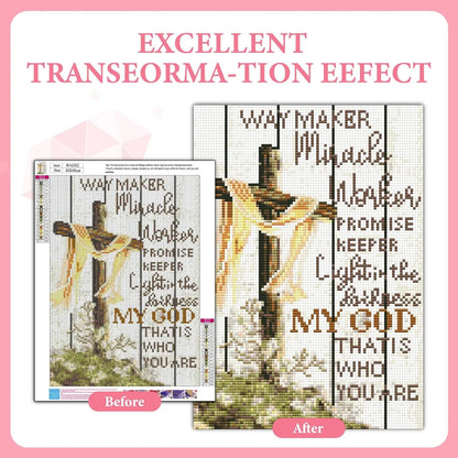 5D Christian Cross Diamond Painting Kit for Adults, DIY Religious Art with Extra Gems, 12x16 Inch Home Decor