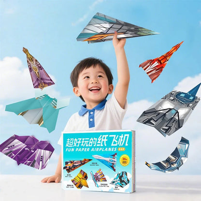 Kids DIY Paper Airplane Kit 36Pcs Full Color Origami Parent-child Educational Toy Hands-on Ability Puzzle Toy