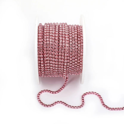SS6 SS8 SS12 Sewing Red Glass Rhinestone Chain Trim Strass Cup Chain Crystal Ribbon Banding For Clothes DIY Crafts