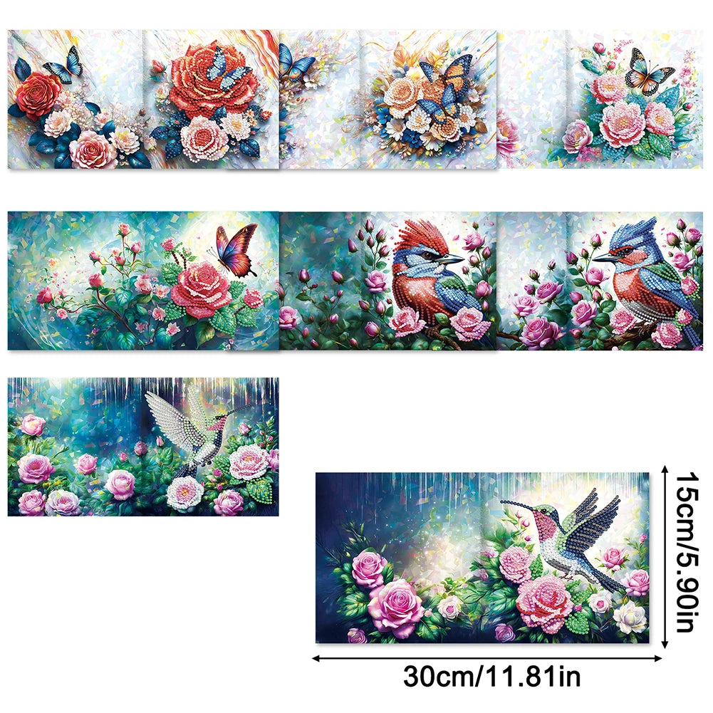 8/12Pcs 5D Rhinestone Embroidery Arts Cards Kits