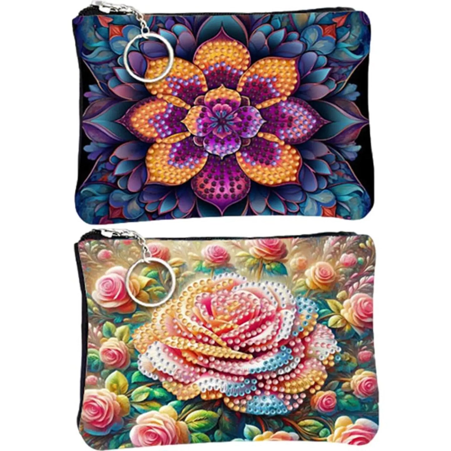 DIY Diamond Painting Creative Rhinestone Handbag Zipper Closure 5D Diamond Painting Coin Pouch for Cash Carry Daily Use Travel