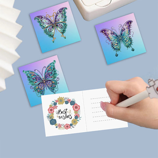 6 Pcs Diamond Drawing Card Butterfly Special Shape Diamond Painting Birthday Thank You Cards Kits Christmas for Adults and