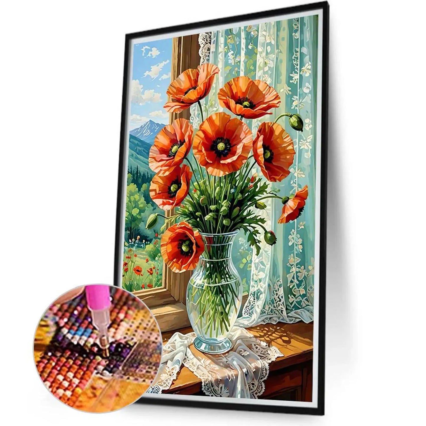 Poppy 5D DIY Diamond Art Painting Kits for Home Wall Decoration 40x70cm