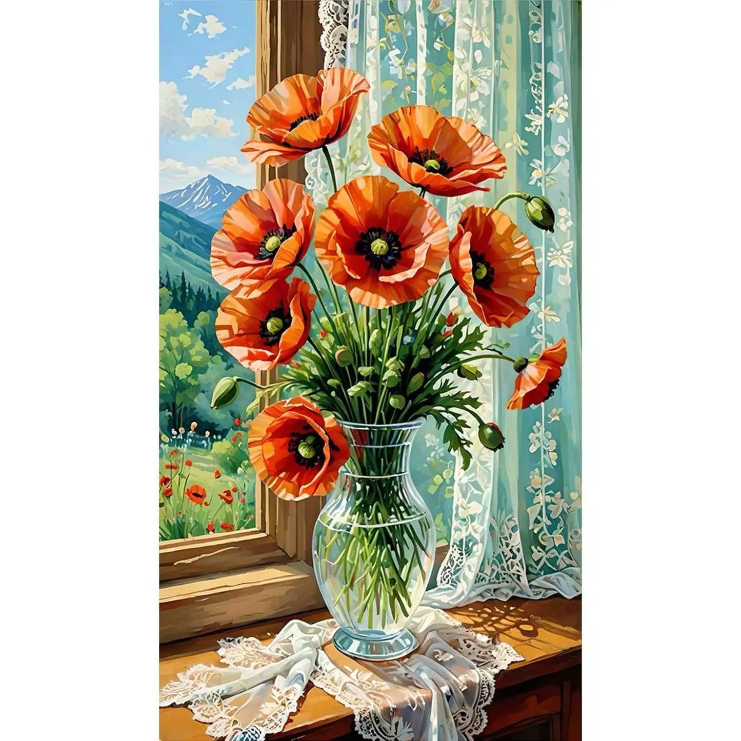 Poppy 5D DIY Diamond Art Painting Kits for Home Wall Decoration 40x70cm