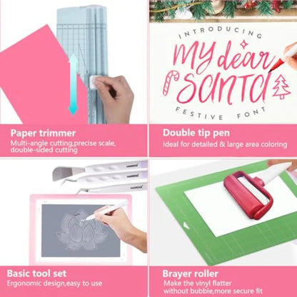 All-in-One Ultimate Accessories Bundle for Cricut Joy Xtra134pcs Starter Kit with Heat Transfer Vinyl Adhesive Vinyl Weeding To