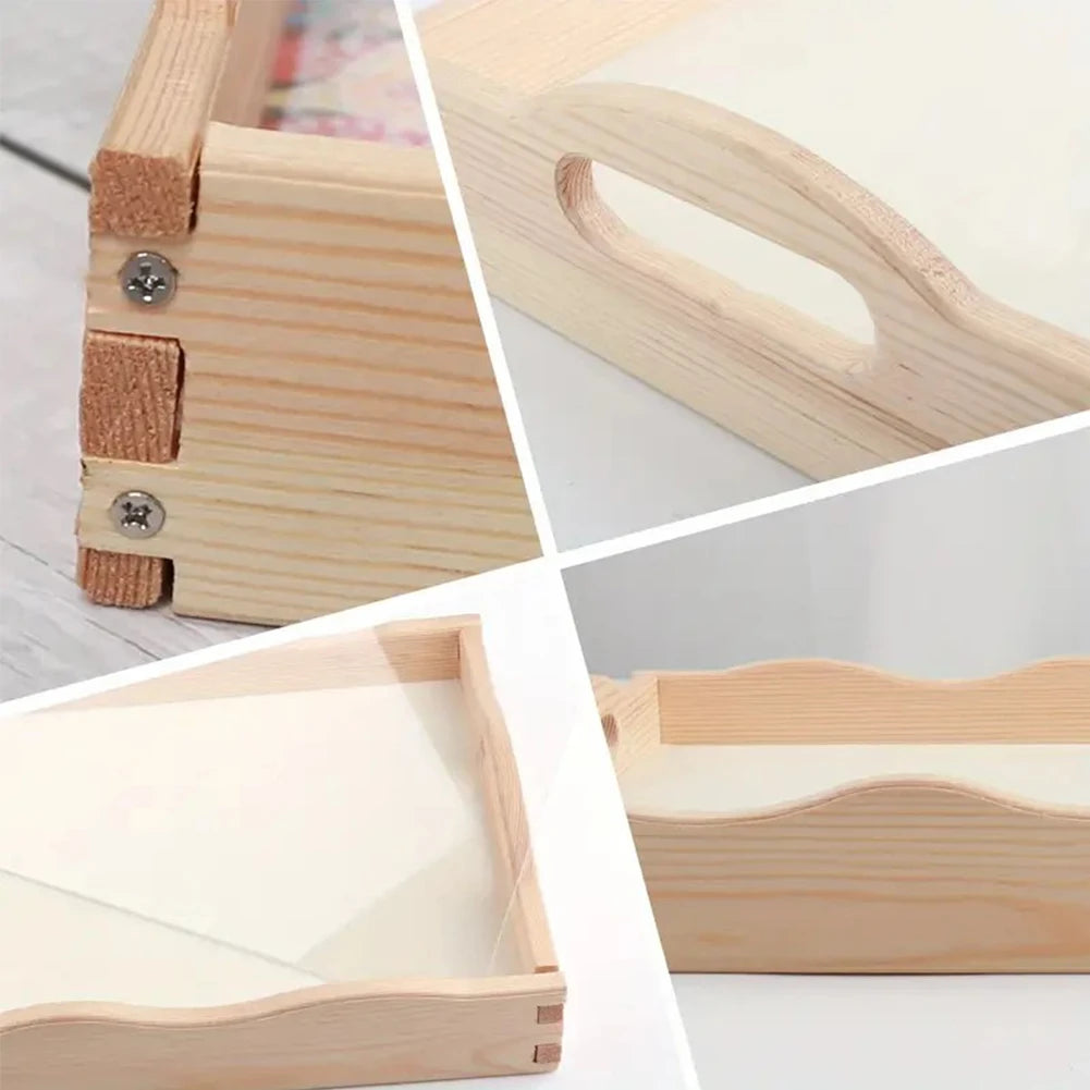 Diamond Art Painting Wooden Serving Tray with Handle Wooden DIY Diamond Painting Tray Kit for Home Dining and Parties
