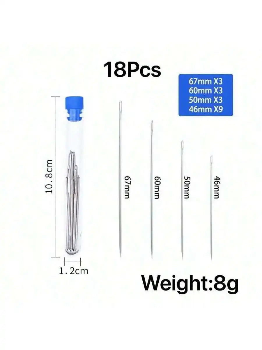 Big eye needle bottle set of 18 pieces, available in all sizes and lengths, with new home hand sewing needles and hand sewing ne