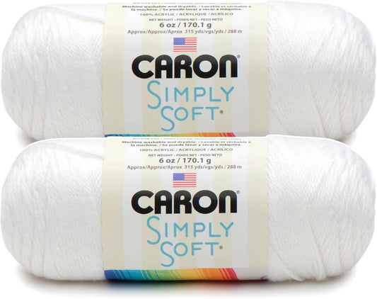 Premium Soft Acrylic Yarn for Knitting and Crochet, 2-Pack White, Machine Washable