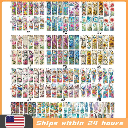 12Pcs Animal Landscape DIY Diamond Bookmark Art Projects