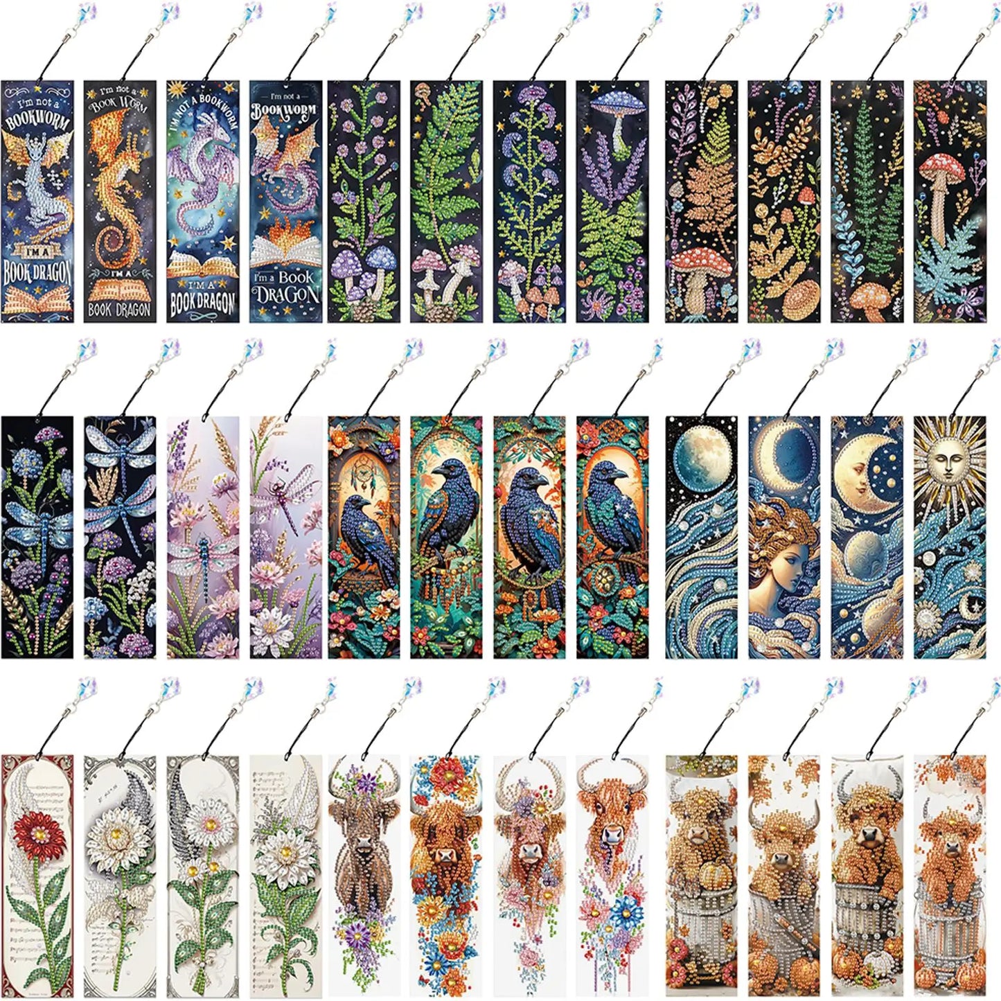 4Pcs Special Shape Book Dinosaur DIY Bookmarks Diamond Painting Kits Diamond Painting Bookmark Making Kit for Adults Beginners