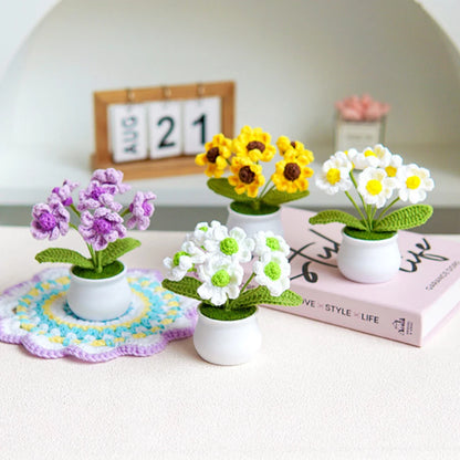 4Pcs Potted Plants Crochet Starter Kit DIY Knitting Crocheting Kit with Step-by-Step Video Tutorials for Beginners Adults