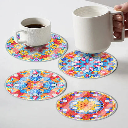 6PCS Diamond Painting Crafts Coaster Small Monster Acrylic Butterfly Washable with Holder for Adults  Beginner Gift Supplies