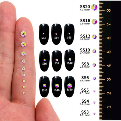 QIIY SS6-SS20 1440Pcs Top Glass Crystal Hotfix Rhinestones Flatback Glitter Stones