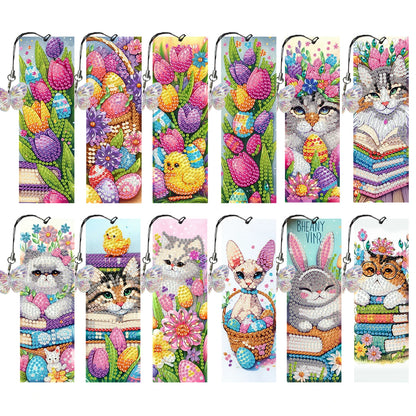 12Pcs Animal Landscape DIY Diamond Bookmark Art Projects