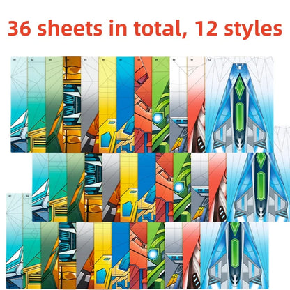Kids DIY Paper Airplane Kit 36Pcs Full Color Origami Parent-child Educational Toy Hands-on Ability Puzzle Toy