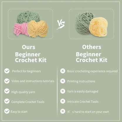 Beginners Crochet Kit, Crochet Animal Kit, Knitting Kit with Yarn, Polyester Fiber, Crochet Hooks, Step-by-Step Instructions