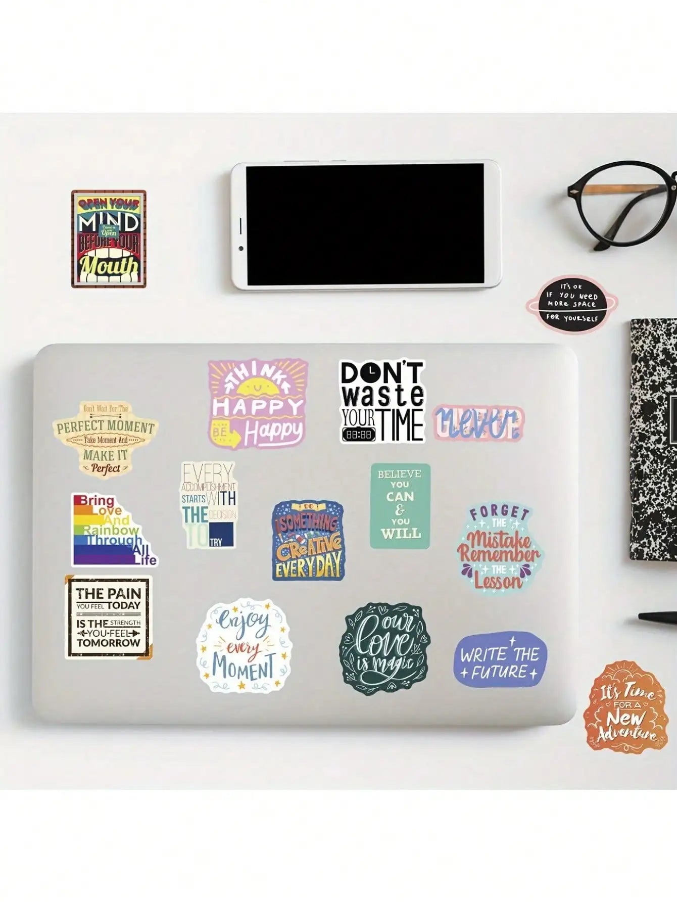 50/100Pcs Motivational Vinyl Stickers Pack f