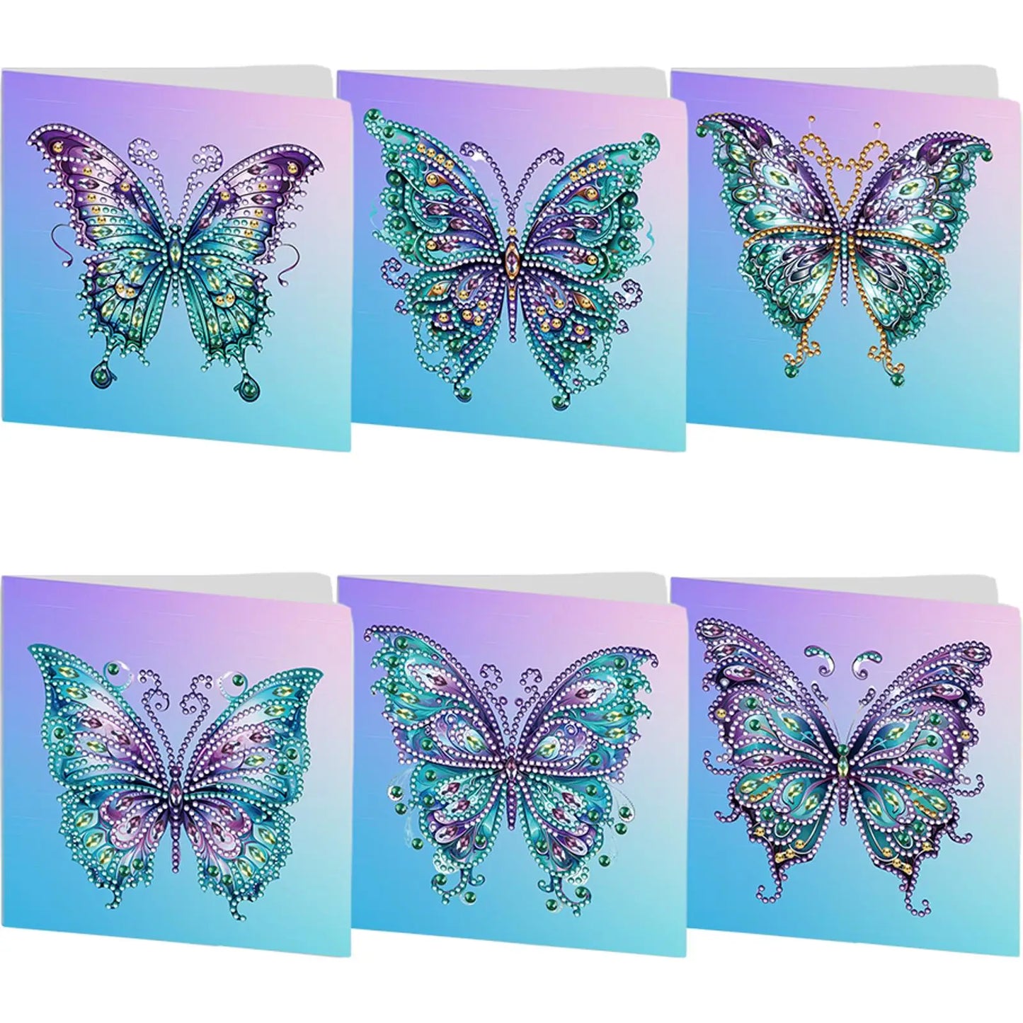 6 Pcs Diamond Drawing Card Butterfly Special Shape Diamond Painting Birthday Thank You Cards Kits Christmas for Adults and