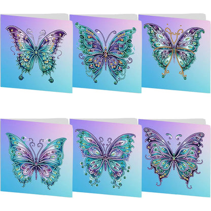 6 Pcs Diamond Drawing Card Butterfly Special Shape Diamond Painting Birthday Thank You Cards Kits Christmas for Adults and