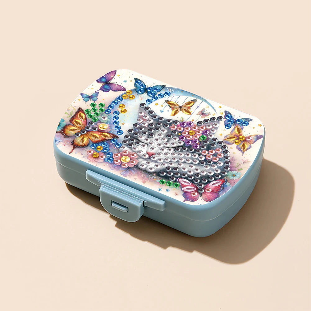Diamond Painting Kit Square Pill Box Mini Portable Travel Medicine Storage Box for Outdoor Sports Business Trip Or Handbag