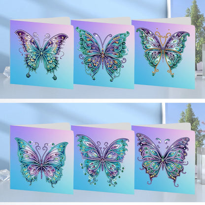 6 Pcs Diamond Drawing Card Butterfly Special Shape Diamond Painting Birthday Thank You Cards Kits Christmas for Adults and