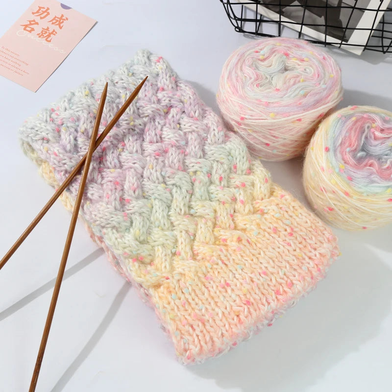 145g couple scarf yarn color dot bean gradient long dyeing hand woven men's and women's fashionable scarf hat yarn ball