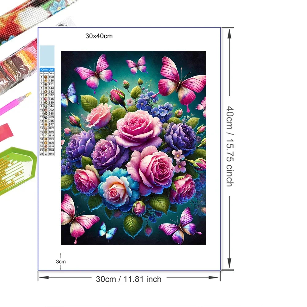 5D DIY Animal Butterfly Diamond Painting Kit Mosaic Flower Full Round Drill Painting Home Decor Art Gift Rhinestone Pictures