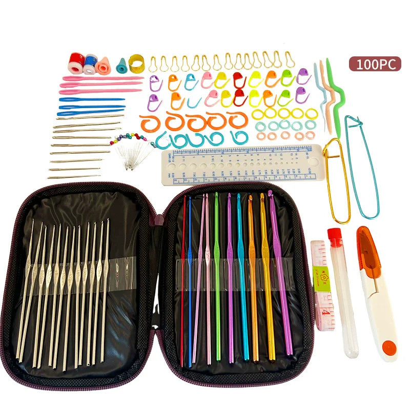 Knitting Crochet Hook Set Home Use Sewing Tool DIY Craft Crochet Knit Markers Needles Tools Weaving Accessories With Bag