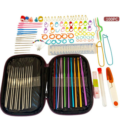 Knitting Crochet Hook Set Home Use Sewing Tool DIY Craft Crochet Knit Markers Needles Tools Weaving Accessories With Bag
