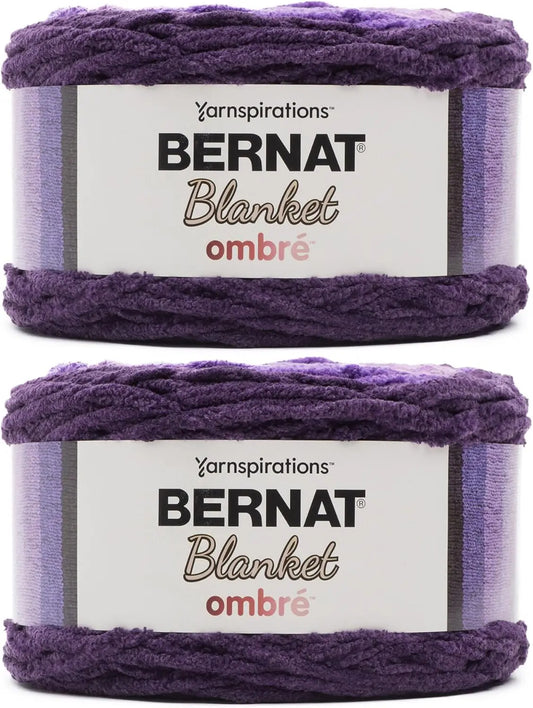 Ombre Eggplant Yarn - 2 Pack, 300g/10.5oz Polyester Super Bulky for Knitting and Crochet