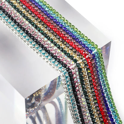 SS6 SS8 SS12 Sewing Red Glass Rhinestone Chain Trim Strass Cup Chain Crystal Ribbon Banding For Clothes DIY Crafts