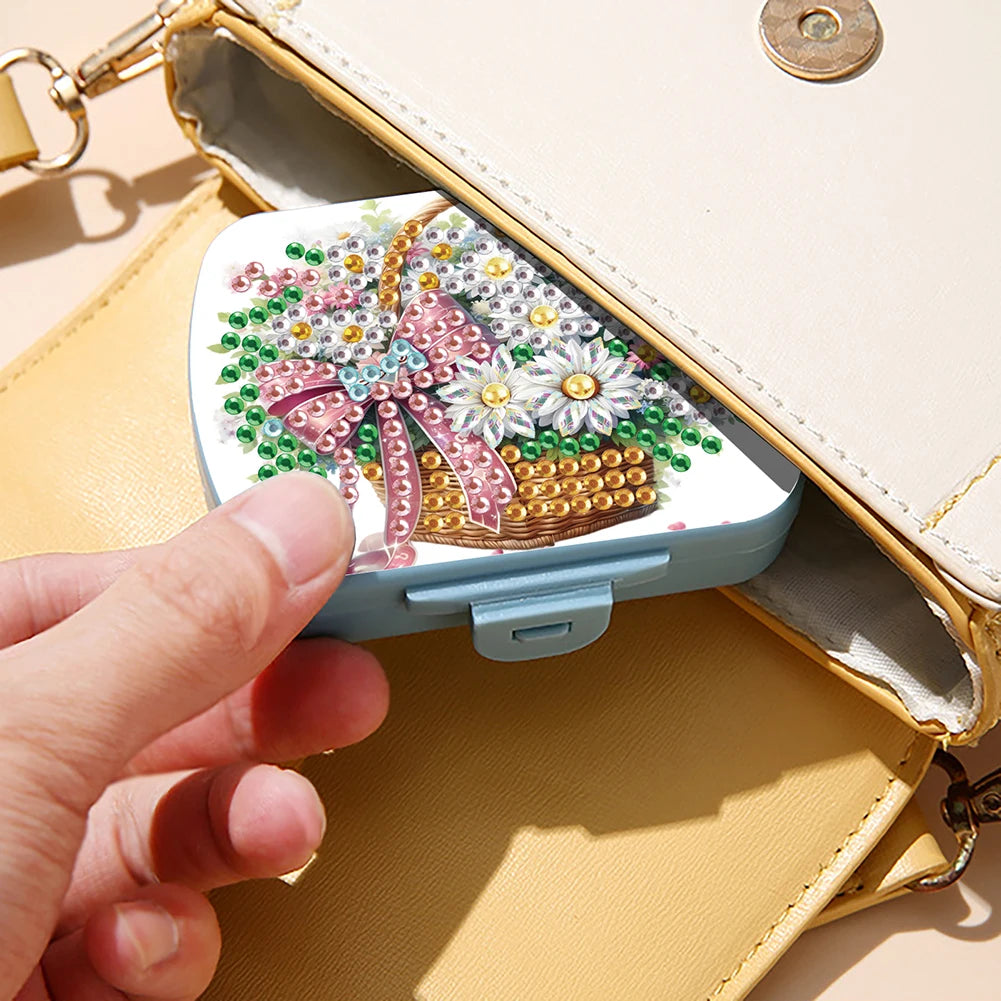 Diamond Painting Kit Square Pill Box Mini Portable Travel Medicine Storage Box for Outdoor Sports Business Trip Or Handbag