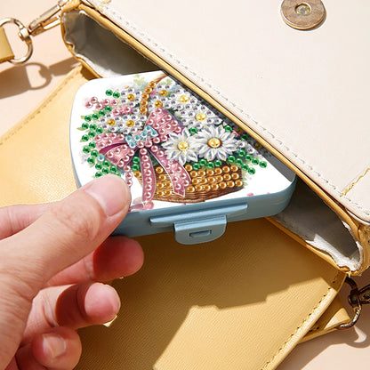Diamond Painting Kit Square Pill Box Mini Portable Travel Medicine Storage Box for Outdoor Sports Business Trip Or Handbag