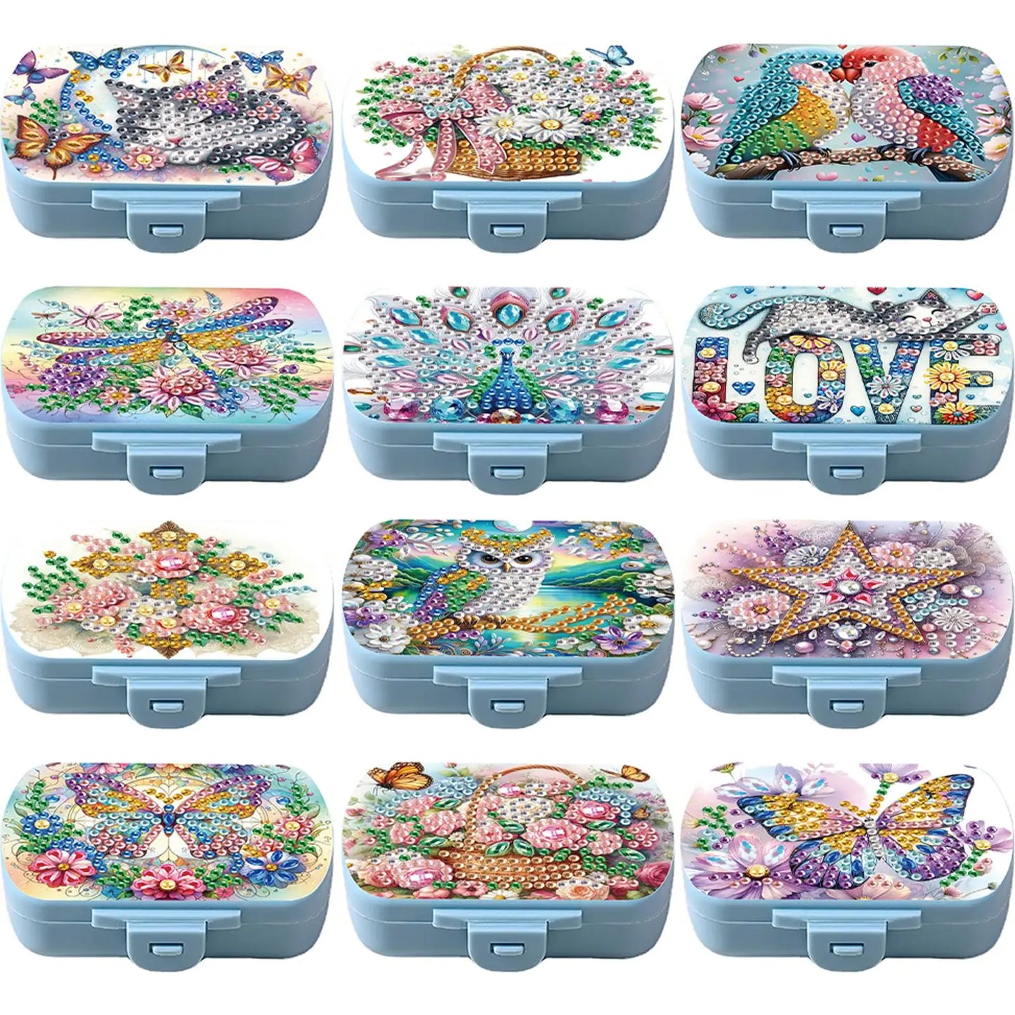 Diamond Painting Kit Square Pill Box Mini Portable Travel Medicine Storage Box for Outdoor Sports Business Trip Or Handbag