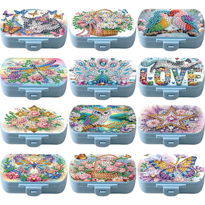 Diamond Painting Kit Square Pill Box Mini Portable Travel Medicine Storage Box for Outdoor Sports Business Trip Or Handbag