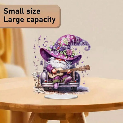 5D Diamond Painting Set With Purple Music Gnome Pattern Diamond Art Desktop Decor Gemstone Inlaid Craft For Home And Bedroom