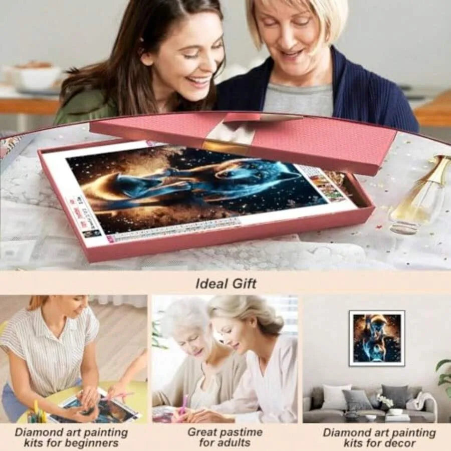 Dog And Wolf Diamond Painting Kits For Adults Diamond Art Kits For Beginners 5D Round Diamond Dots Gem Art Craft For Home Wall
