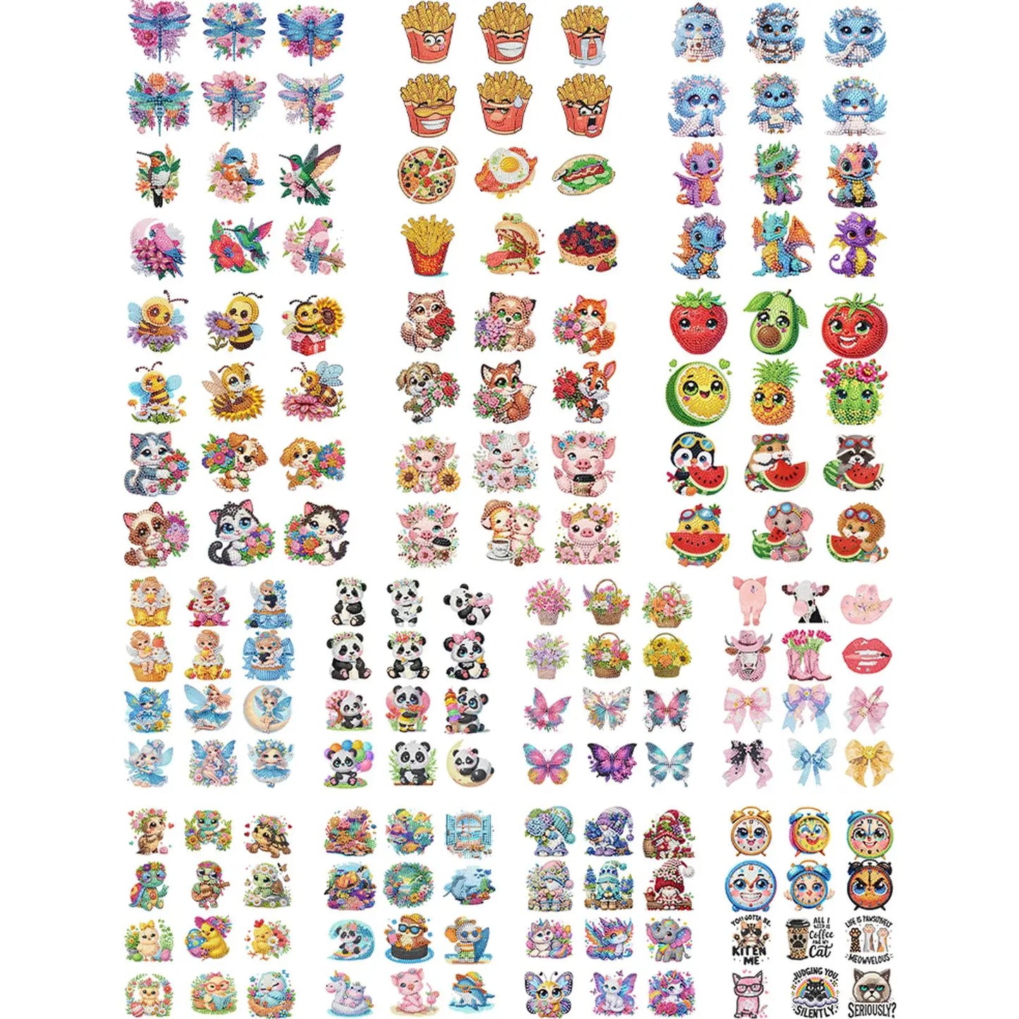 12PCS 2D Flat DIY Diamond Painting Refrigerator Magnet Diamond Art Kits Crystal Refrigerator Magnet for Home Kitchen Decoration