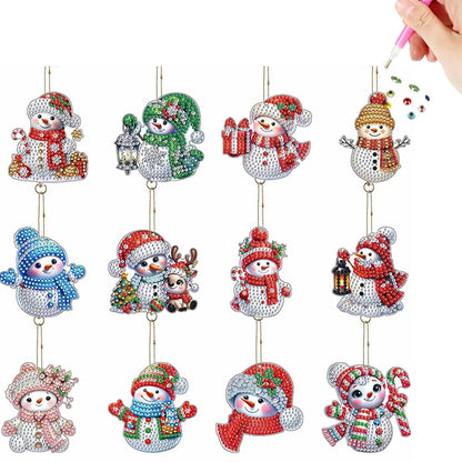 12Pcs Christmas Diamond Painting Keychain Kits