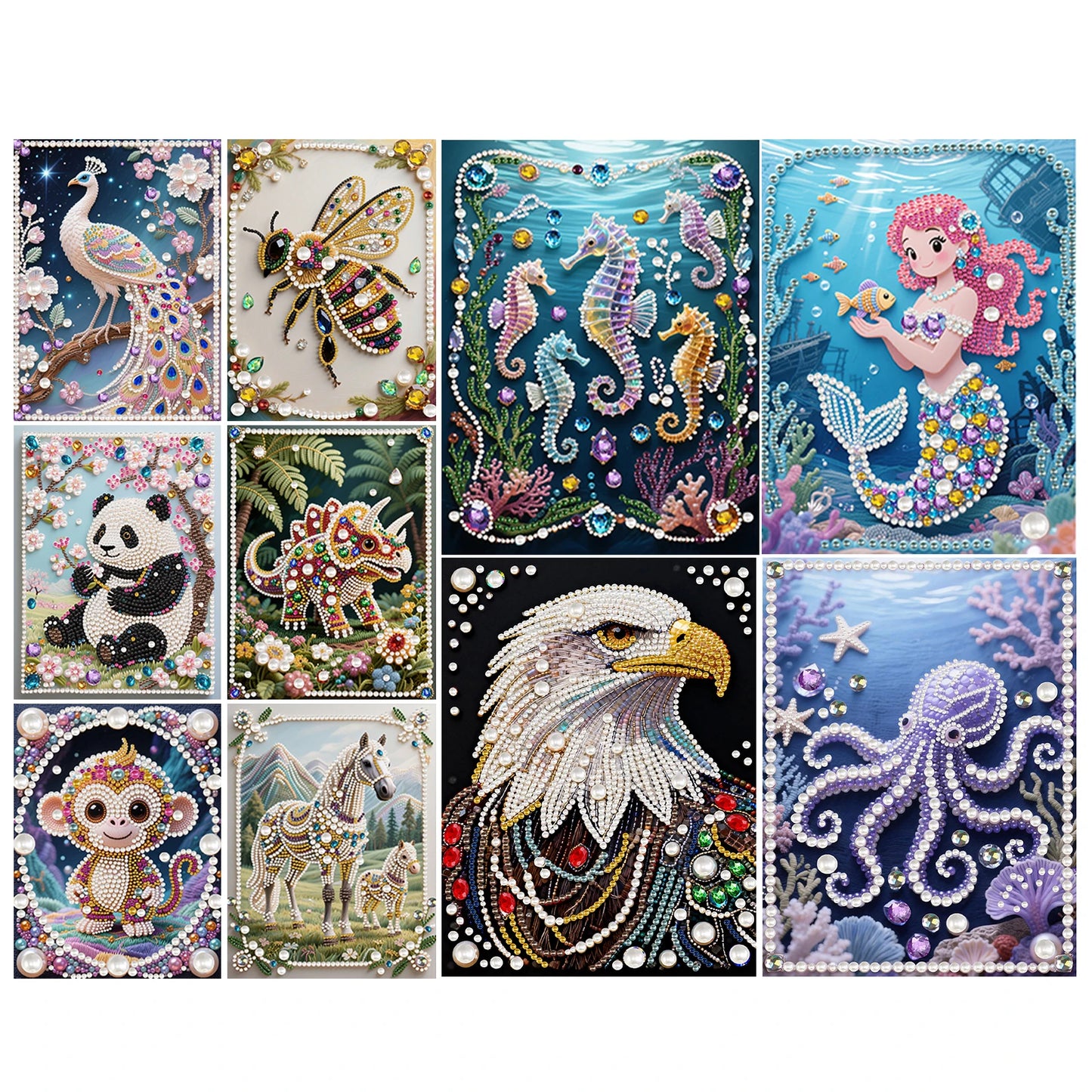 Animal Special Shaped 5D DIY Partial Drill Pearl Gem Diamond Art Painting Kit for Adults Beginners Home Decor 11.81x15.75in