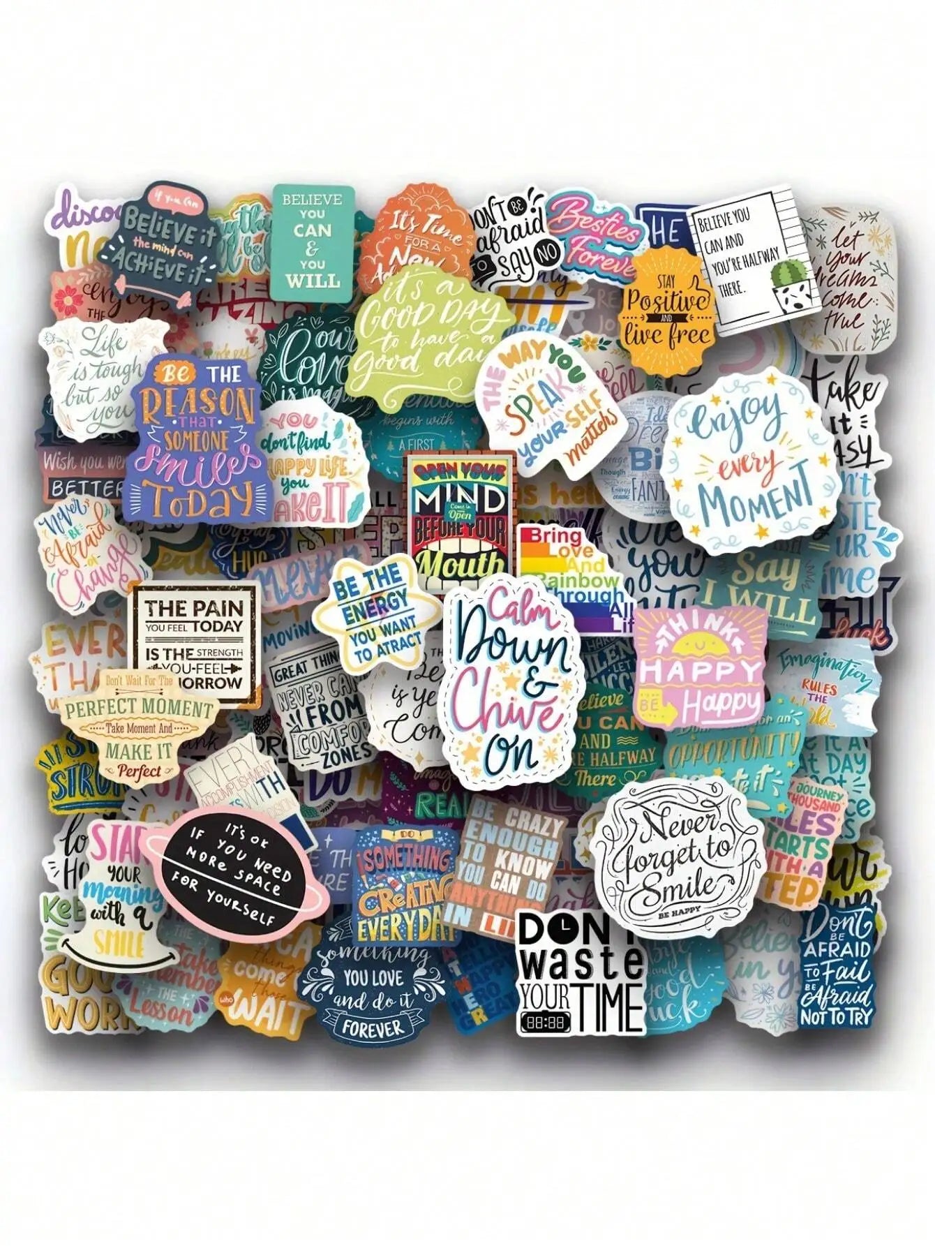 50/100Pcs Motivational Vinyl Stickers Pack f