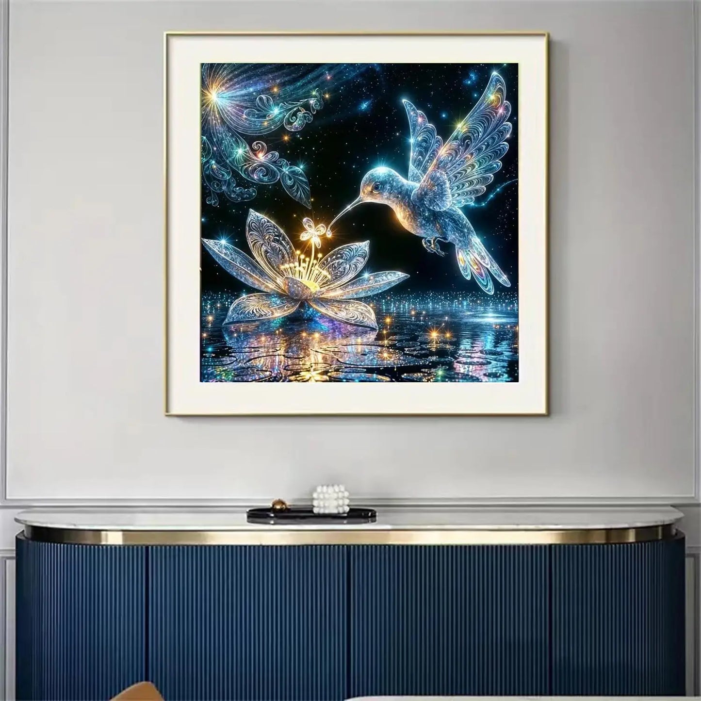 DIY Hummingbird Diamond Painting Kit for Adults, 5D Full Drill Round Dots Art Craft Home Wall Decor 14x14 Inch