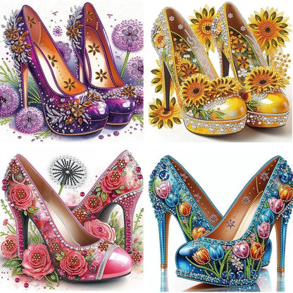 4PCS High Heel Special Shaped 5D DIY Partial Drill Diamond Art Kit for Adults