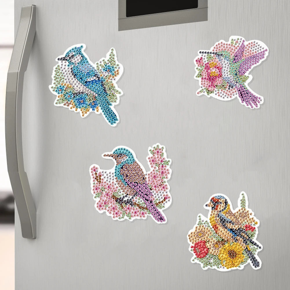 6Pcs Flower DIY Irregular Diamonds Diamond Painting Fridge Magnets Diamond Painting Magnets Kit for Refrigerator Mailbox Decor