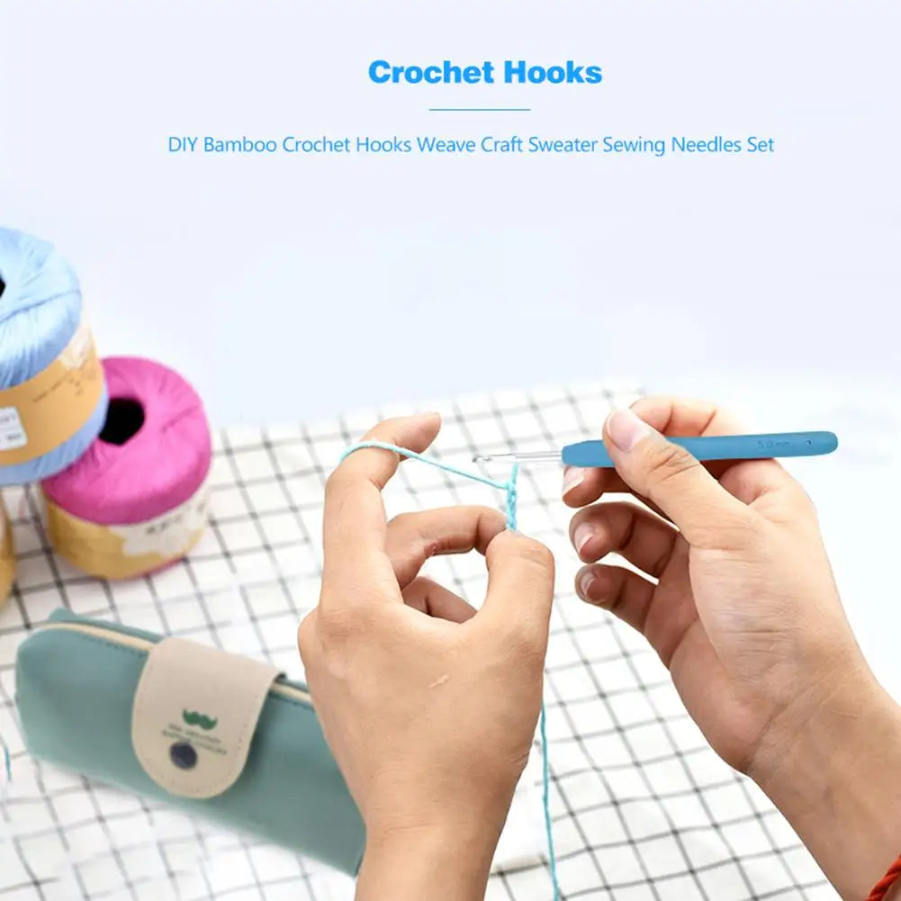 Aluminum Ergonomic Crochet Hooks Knitting Needles Set DIY Sewing Weave Accessory