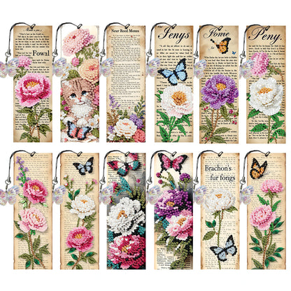 12Pcs Animal Landscape DIY Diamond Bookmark Art Projects