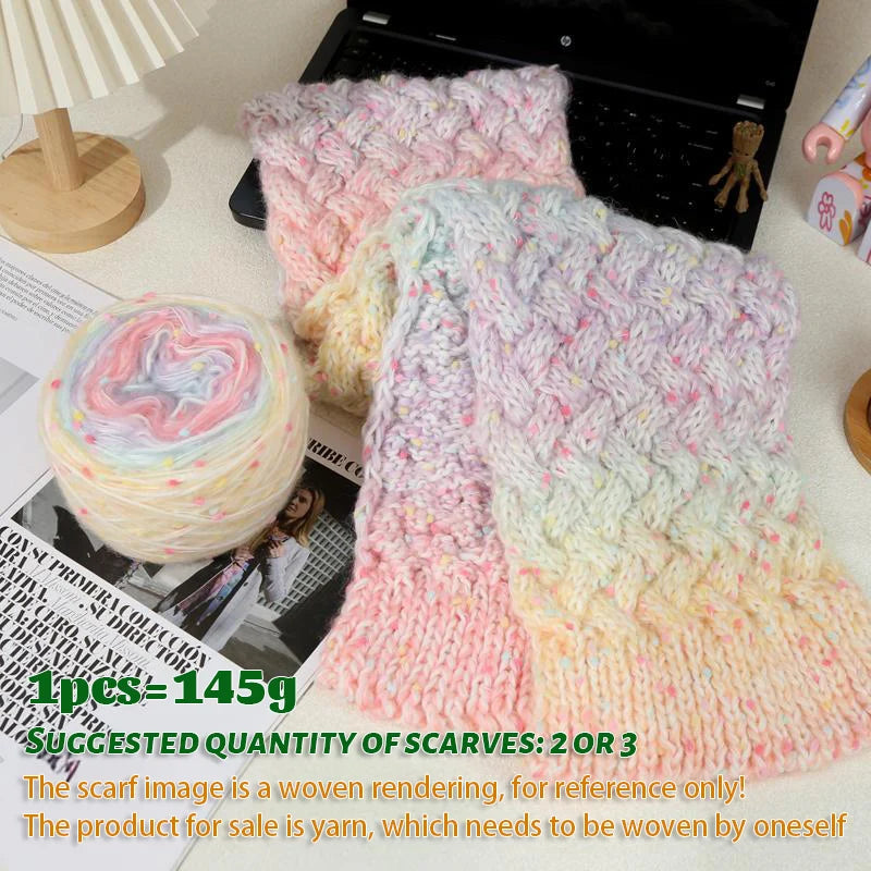 145g couple scarf yarn color dot bean gradient long dyeing hand woven men's and women's fashionable scarf hat yarn ball