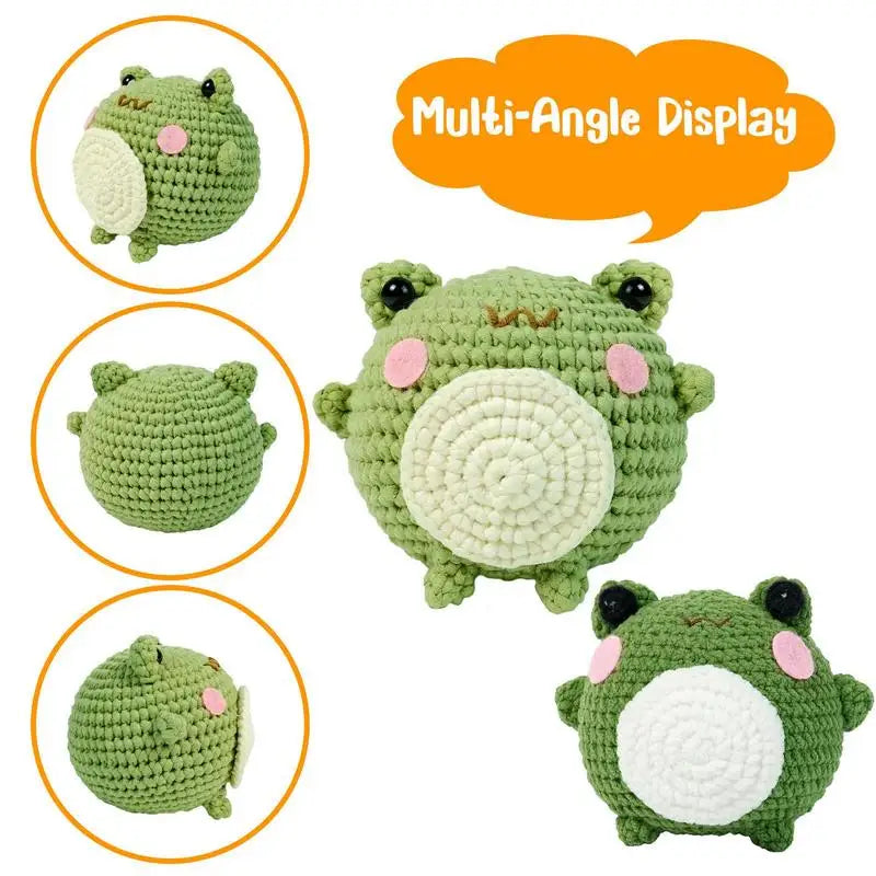 Frog Crochet Animal Kit Starter Crochet Hook Set Complete Crochet Set Include Yarn Eyes Stuffing Crochet Hook For Beginners And